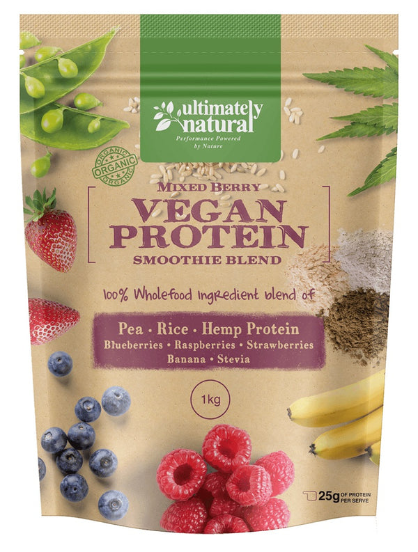 Real Mixed Berry Natural Vegan Protein Powder - Ultimately Natural